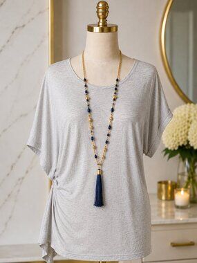 olivia moon light grey short sleeve shirt large